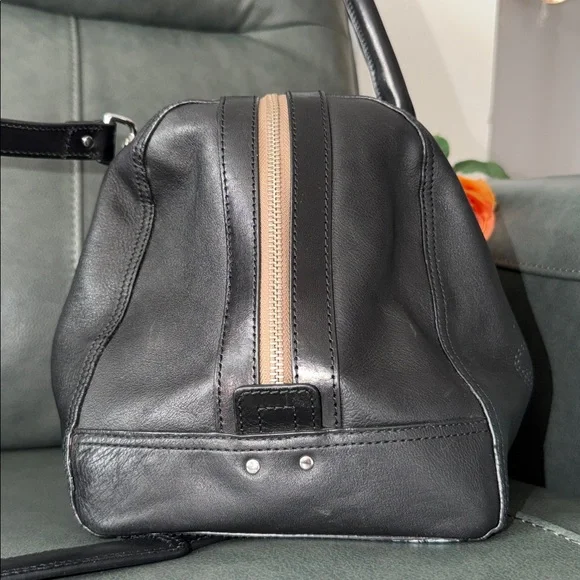 Orla Kiely Black Leather Duffel Bag - Picture 7 of 17